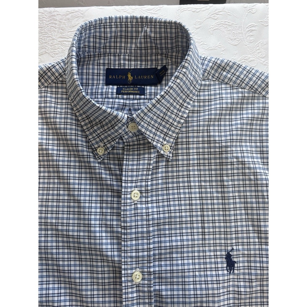 Polo Ralph Lauren‎ Men Classic Fit Performance Check Button Down Shirt M Blue